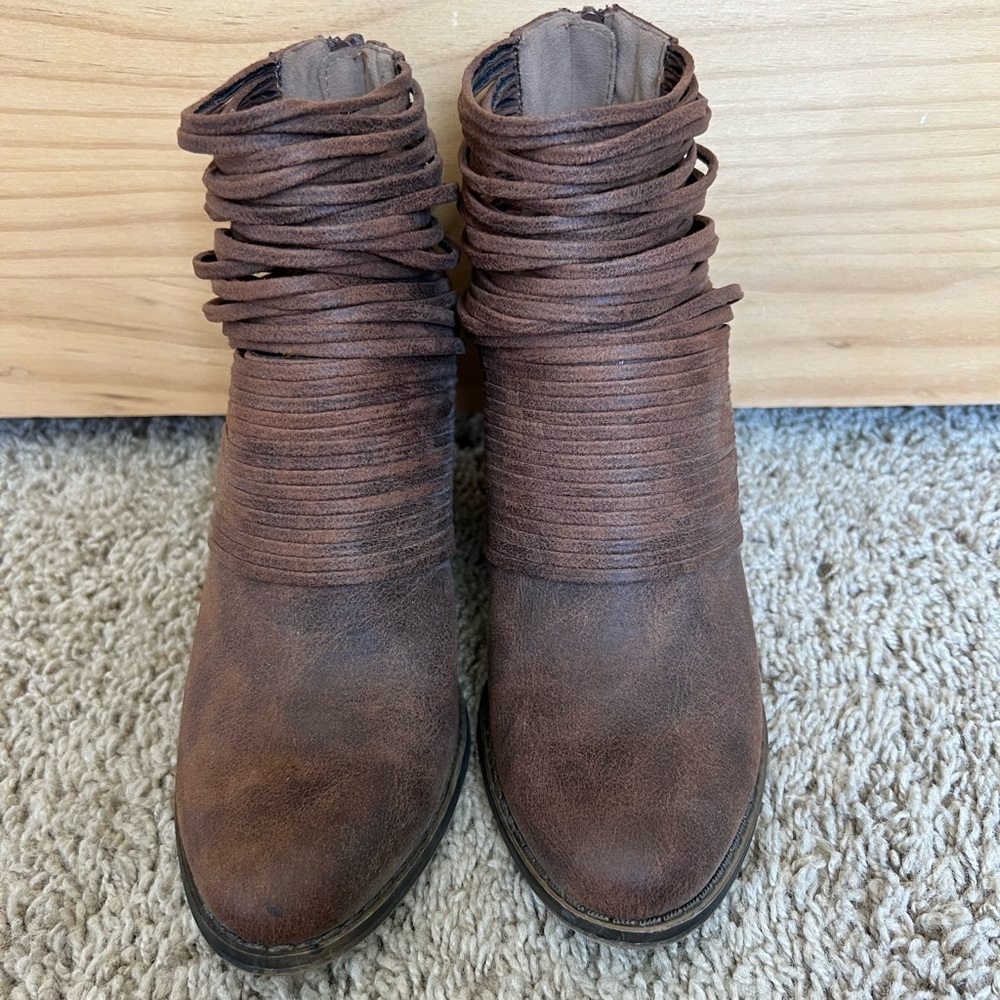 Fergalicious Brown Ankle Boots with Distressed Leather